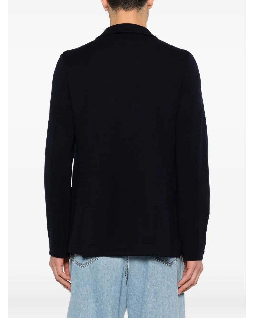 Gran Sasso Black Patch-Pocket Wool Blazer for men