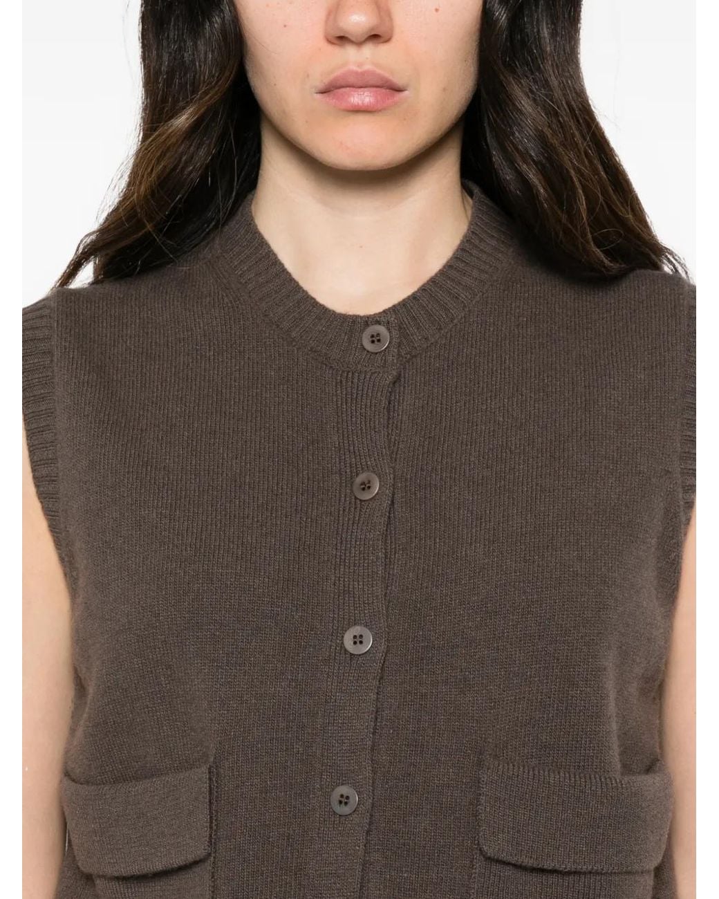 Daniele Fiesoli Brown Button-Up Cashmere Vest