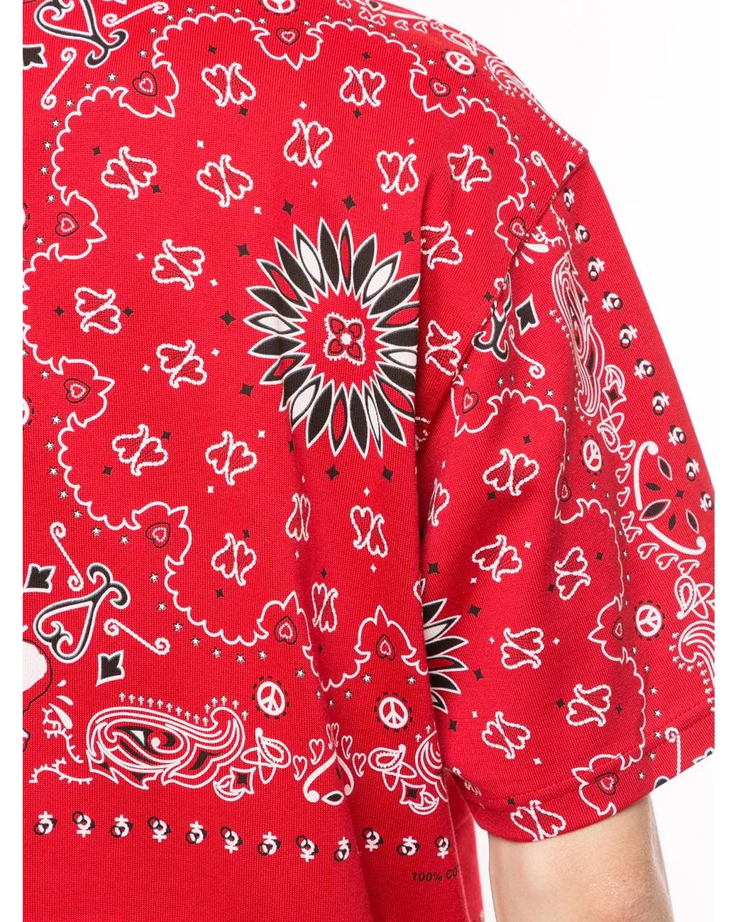MASTERMIND WORLD Red Crew Neck Bandana Print T-Shirt for men