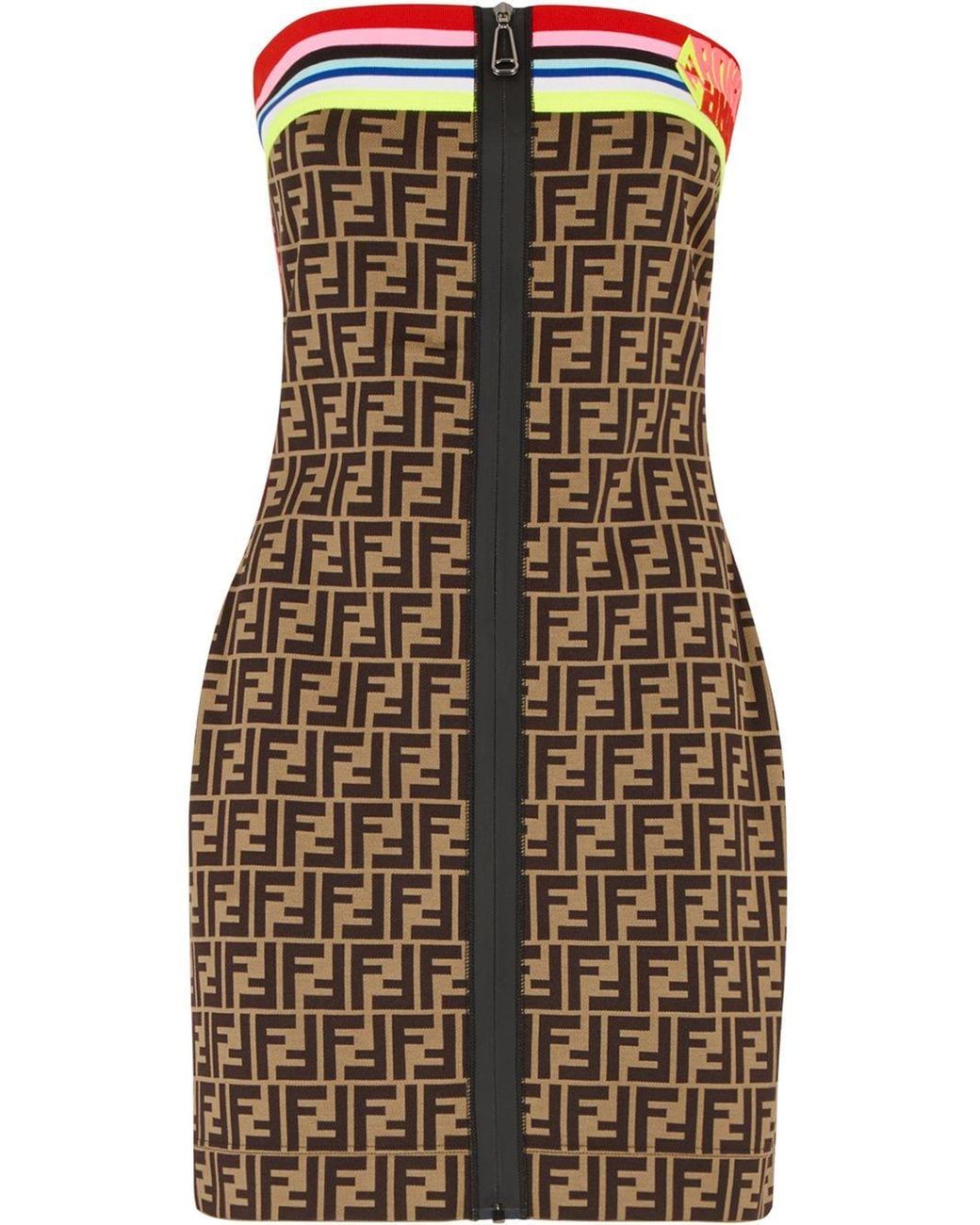 Robe bustier courte à motif monogrammé Fendi en coloris Marron | Lyst