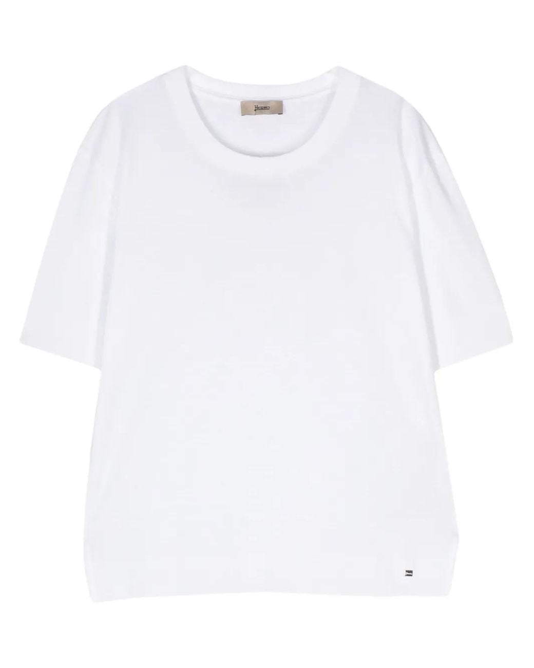 Herno White Fine-Knit Short-Sleeved Jumper