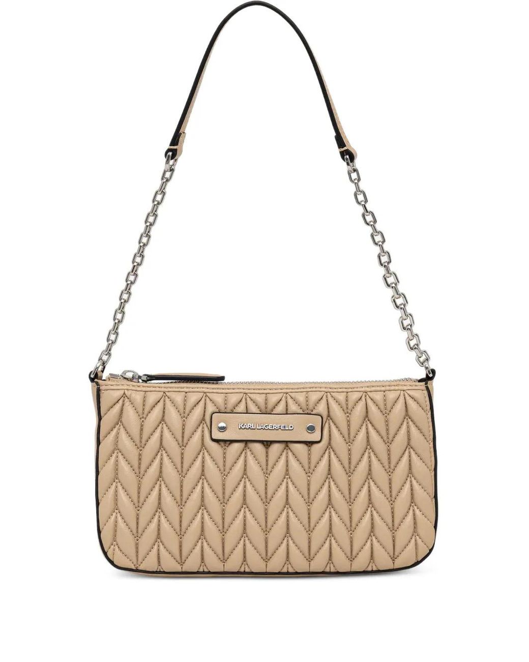 Karl Lagerfeld White Quilted Chain Shoulder Bag