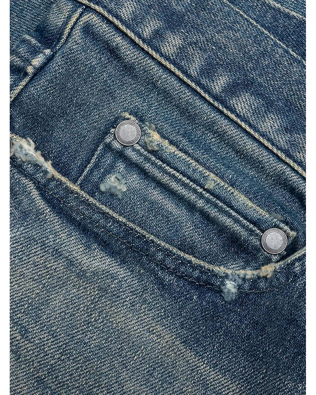 John Elliott Blue Frayed Distressed Jeans for men