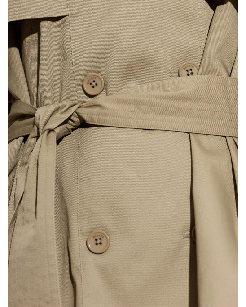 ROTATE BIRGER CHRISTENSEN Natural Double-Breasted Belted Short Trench Coat