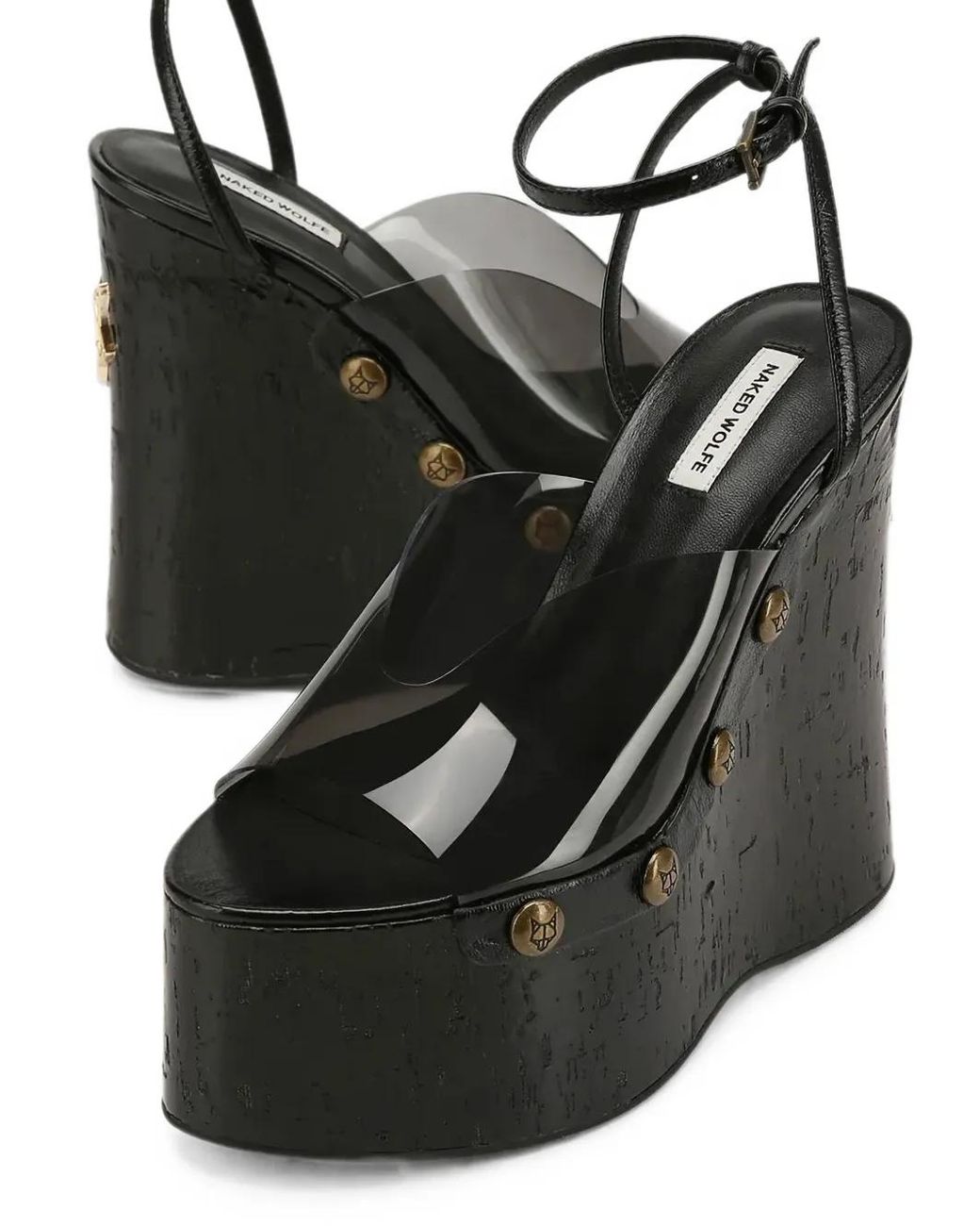 Naked Wolfe Black Tiger-Lilly Wedge Pumps