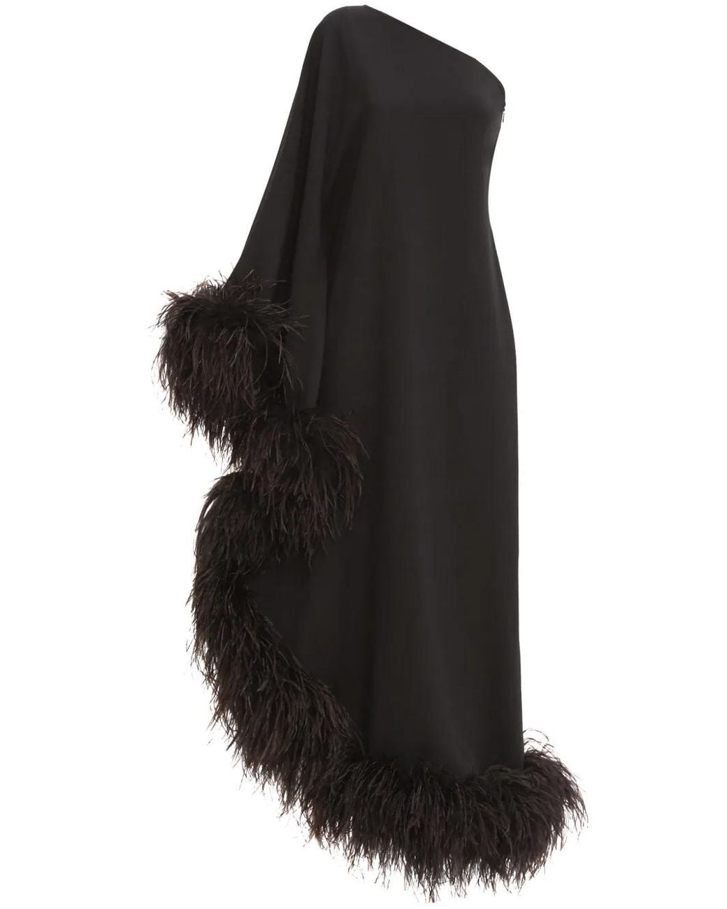 Taller Marmo Black Ubud Feather-Trim Maxi Dress