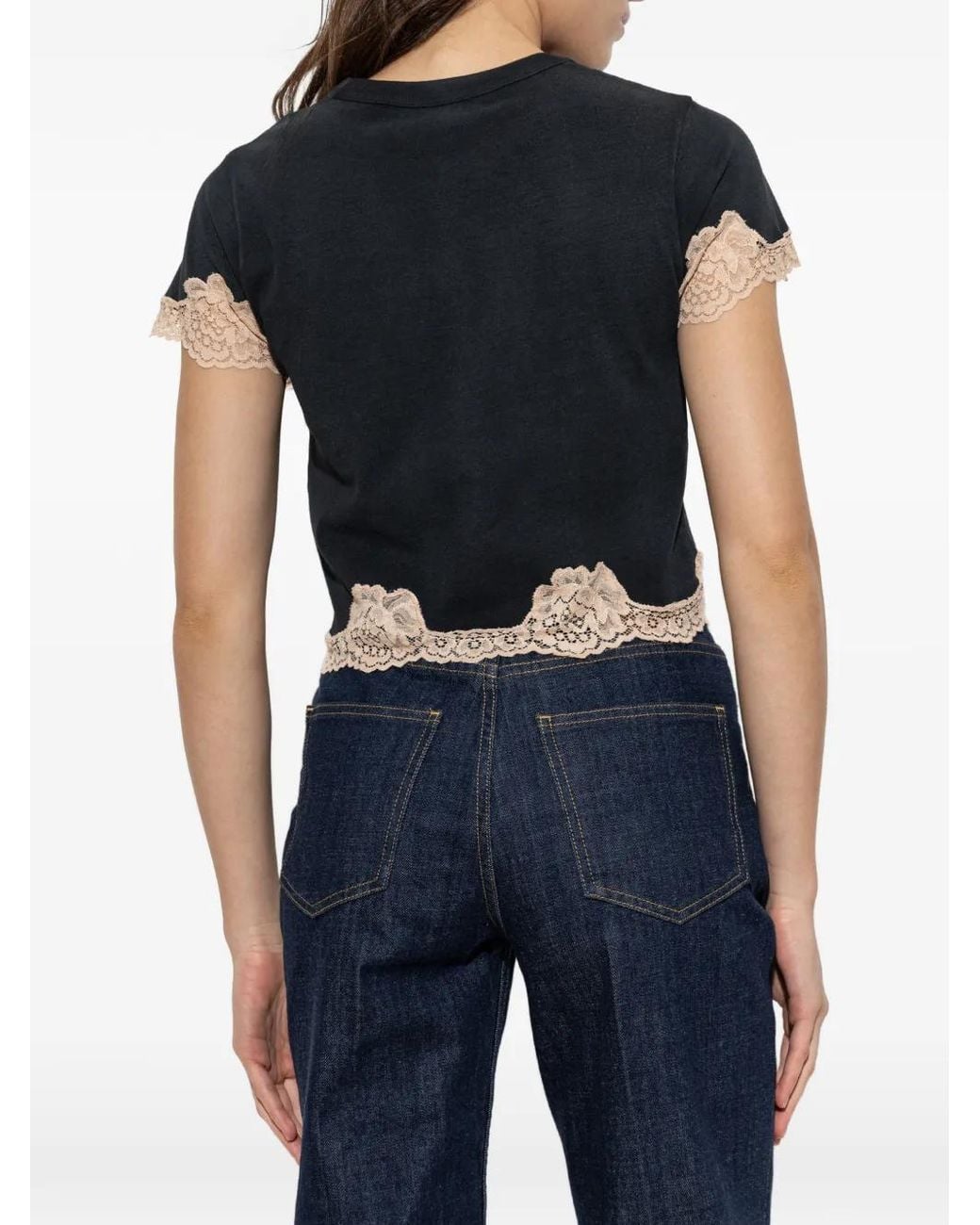 Valentino Garavani Black Top With Lace Trim
