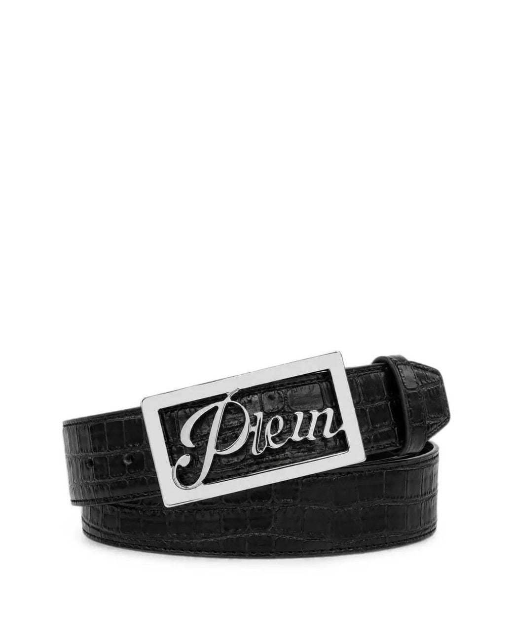 Philipp Plein Black Saffiano-Leather Belt Cocco for men