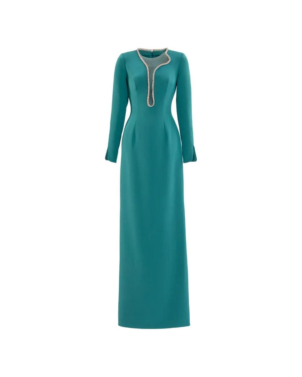 Saiid Kobeisy Green Crystal Embellished Maxi Dress