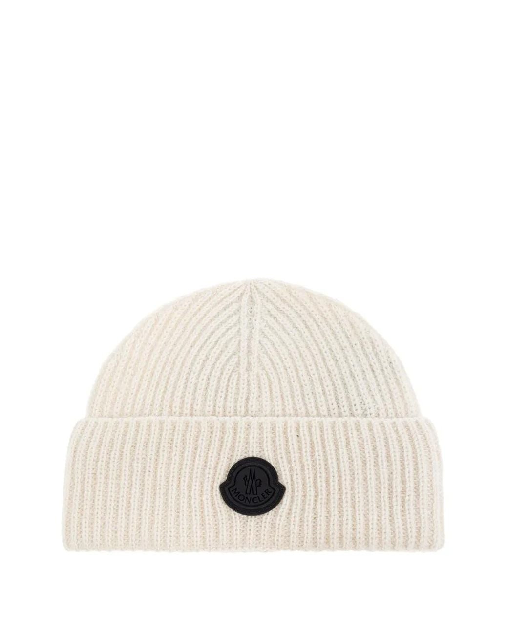 Bonnet Côtelé À Patch Logo Moncler en coloris Natural