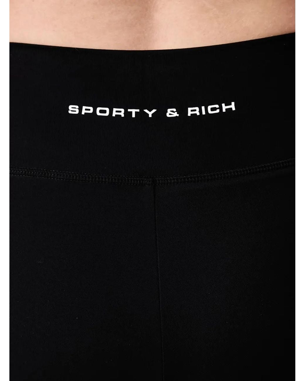Sporty & Rich Black Beck Bold Logo-Print Flared Leggings