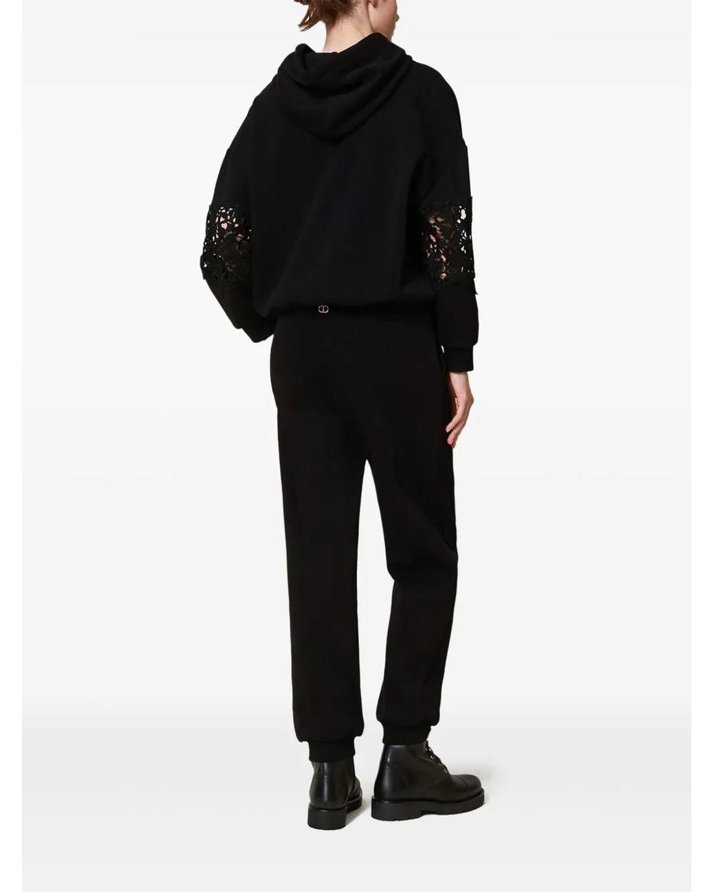 Pantalones De Chándal Con Efecto Cepillado Twinset de color Black