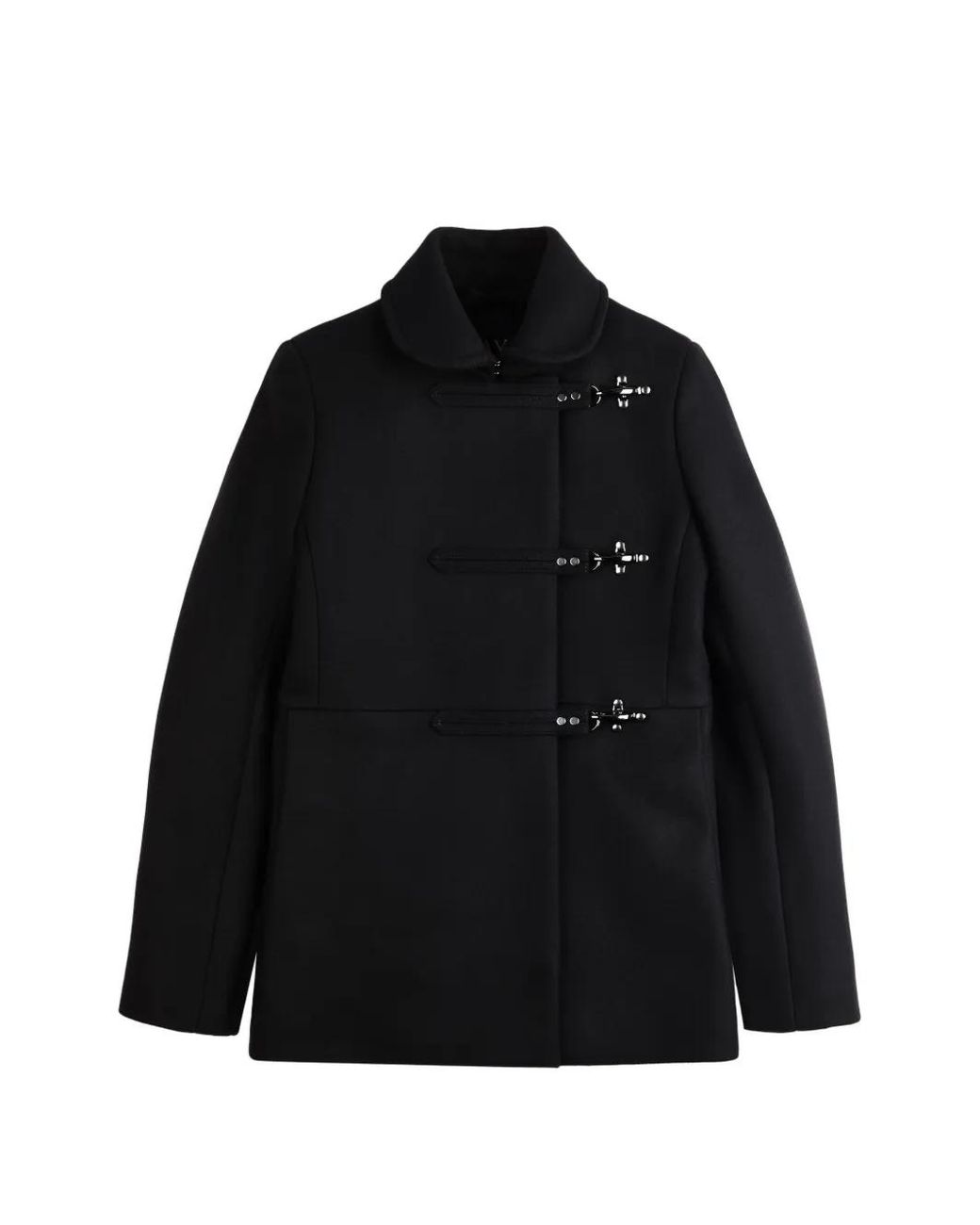 Fay Black Caban Lobster-Clasp Coat