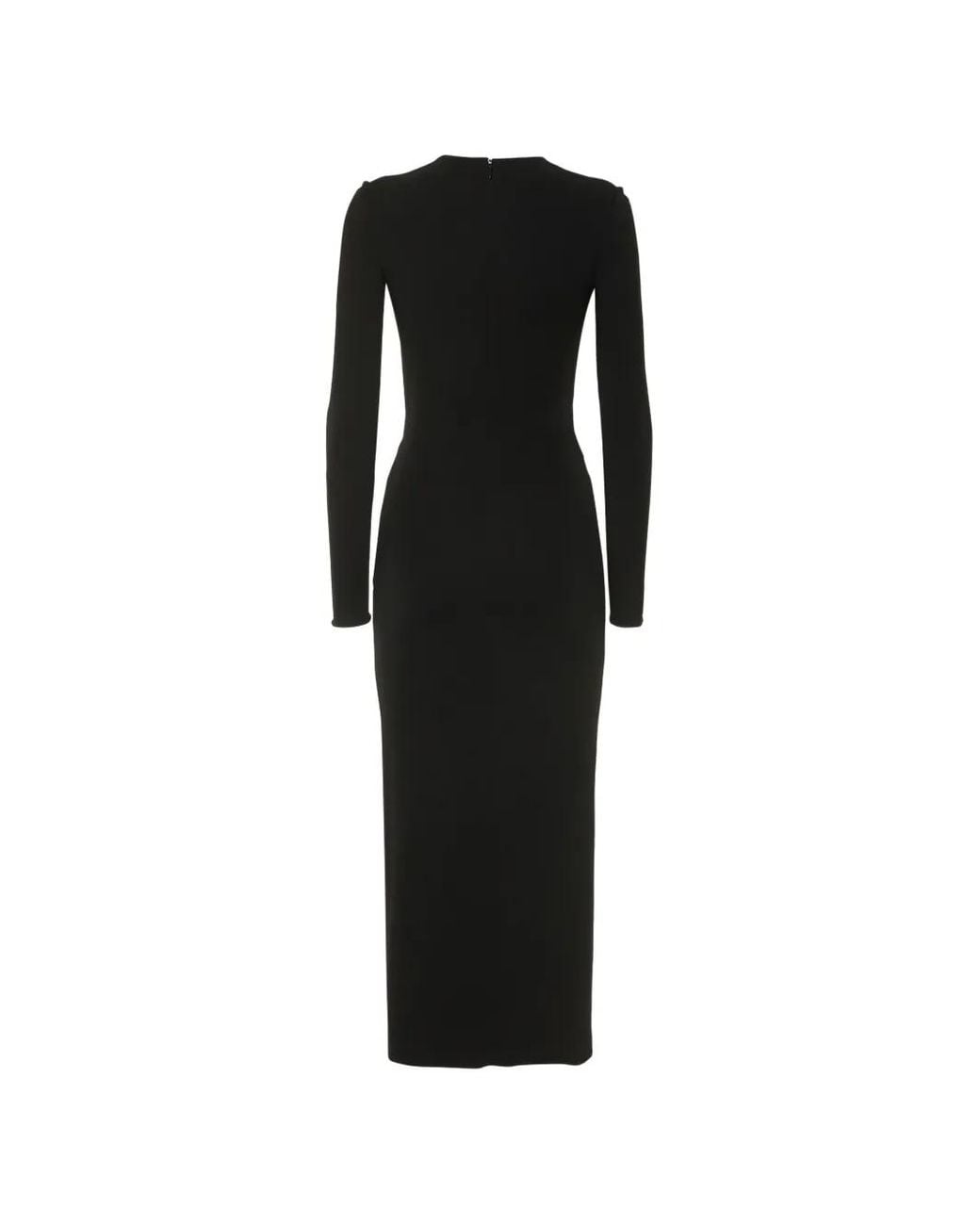 Michael Kors Black Long-Sleeve Round-Neck Maxi Dress