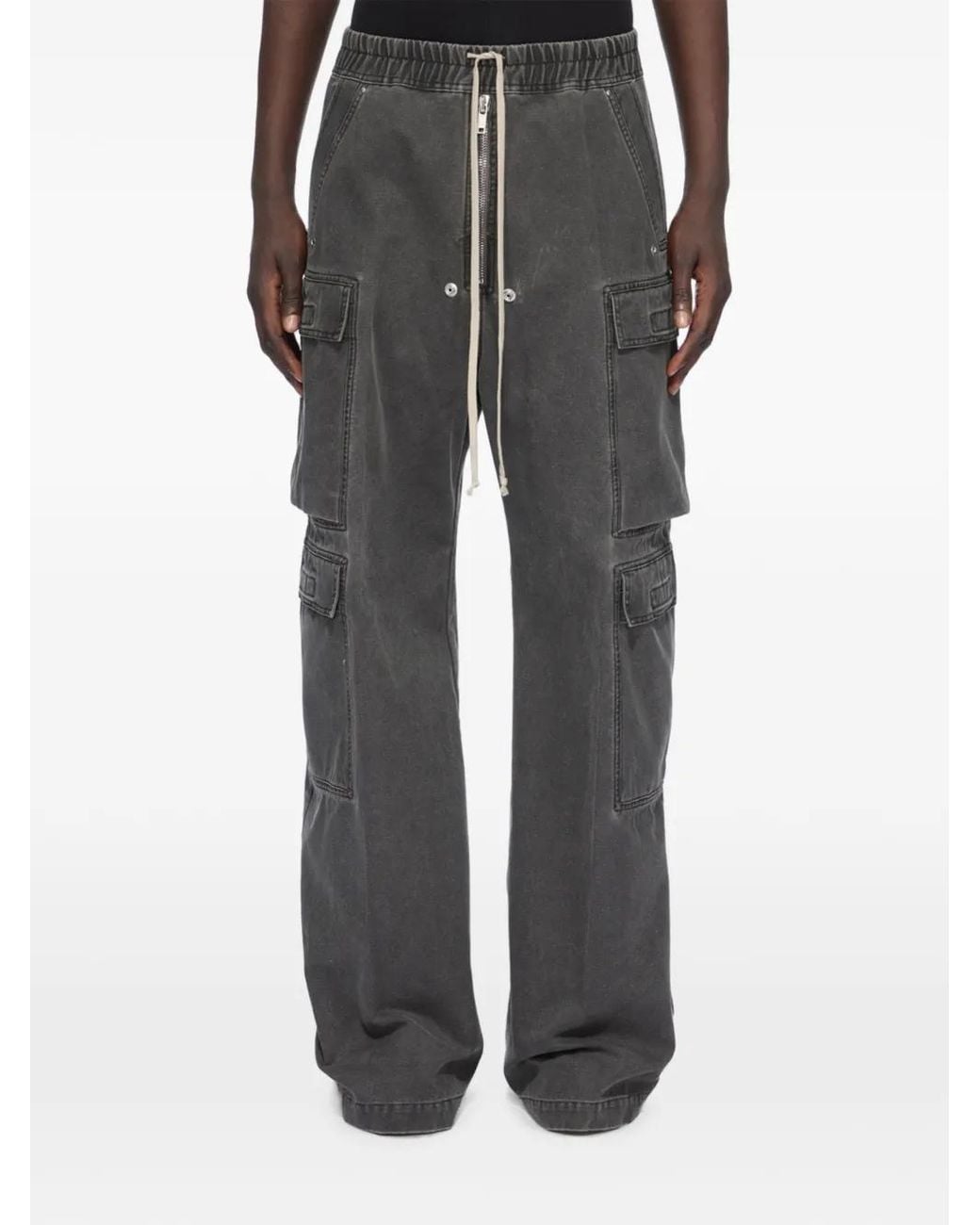 Rick Owens Gray Drawstring Cargo Pants for men