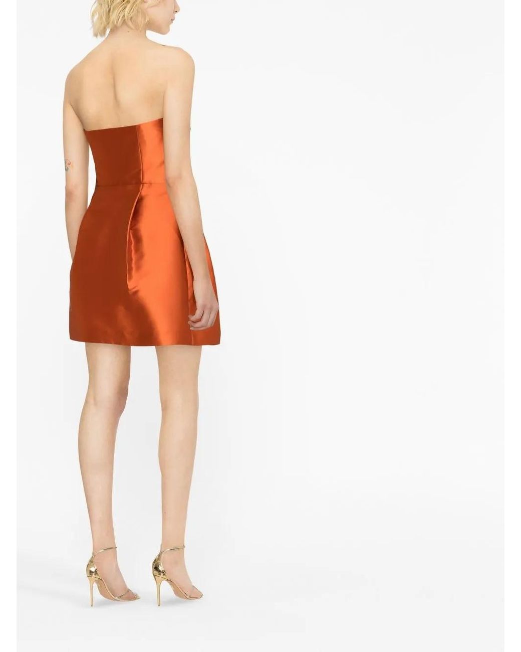 Alberta Ferretti Orange Robe Courte À Fini Satiné