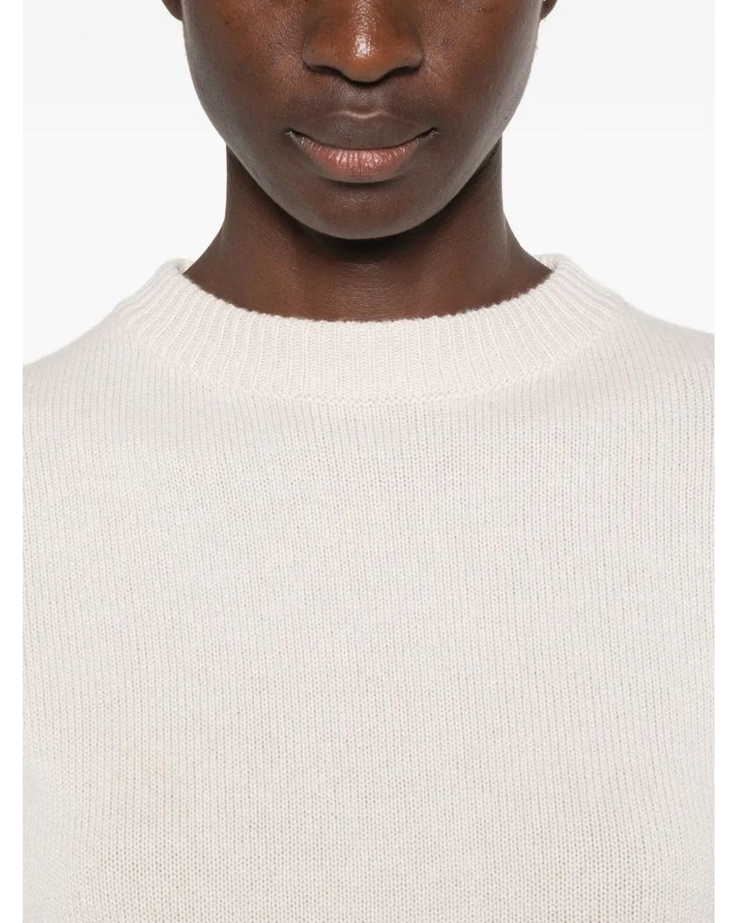 iBlues White Ribbed-Trim Sweater