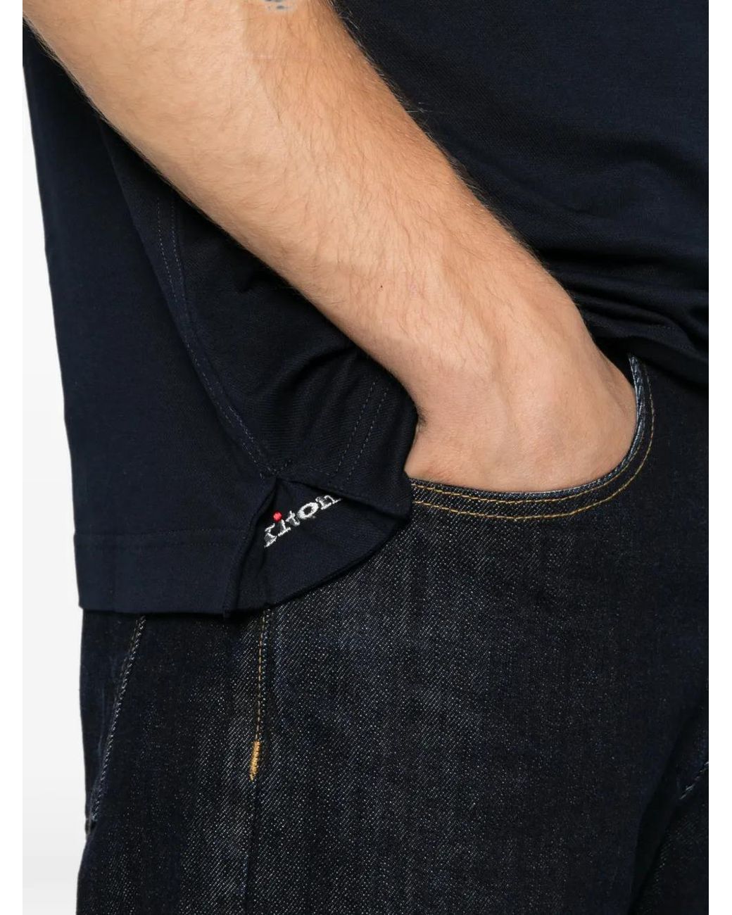 Polo Con Zip di Kiton in Blue da Uomo