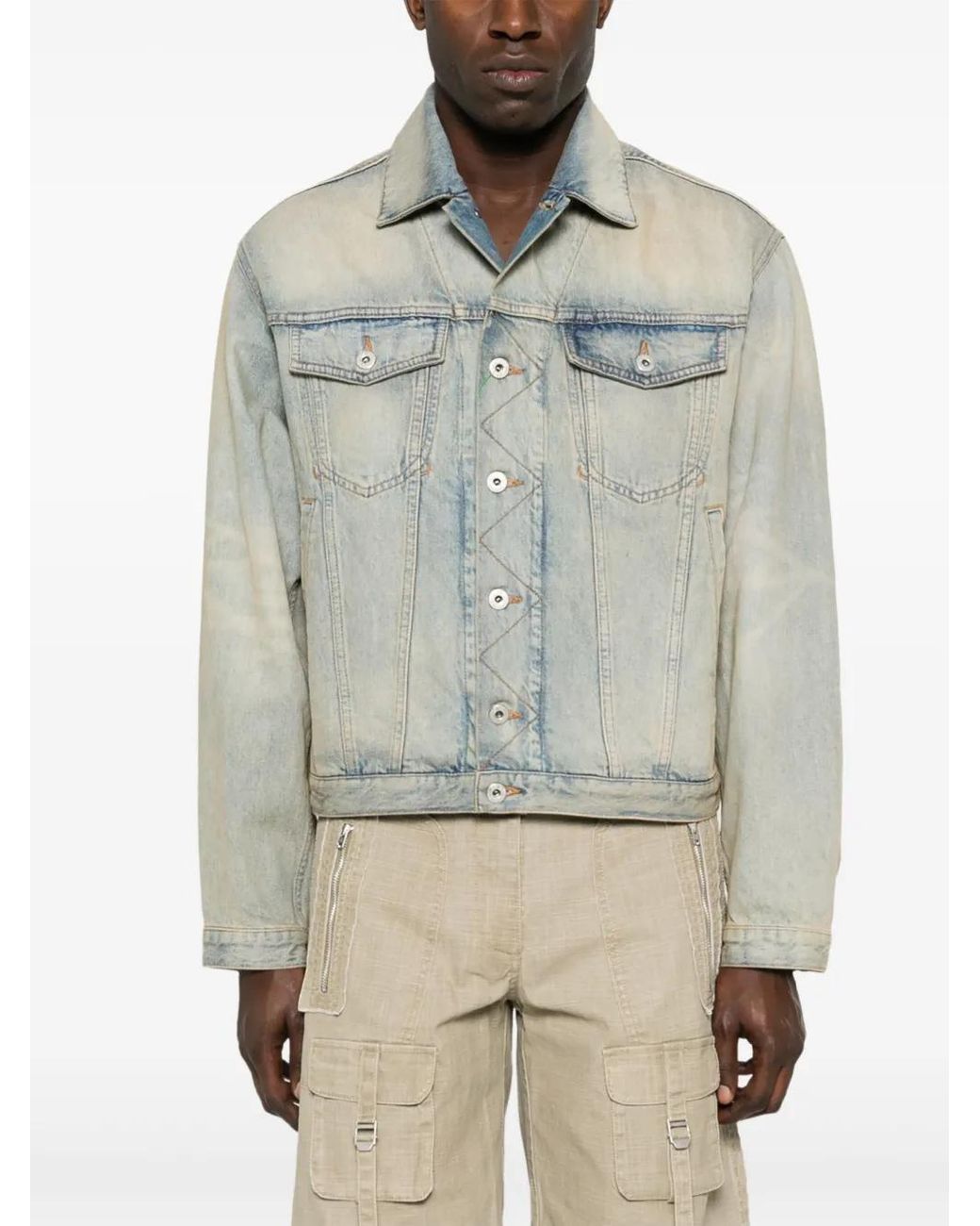 KENZO Gray Drawn Varsity Denim Jacket for men