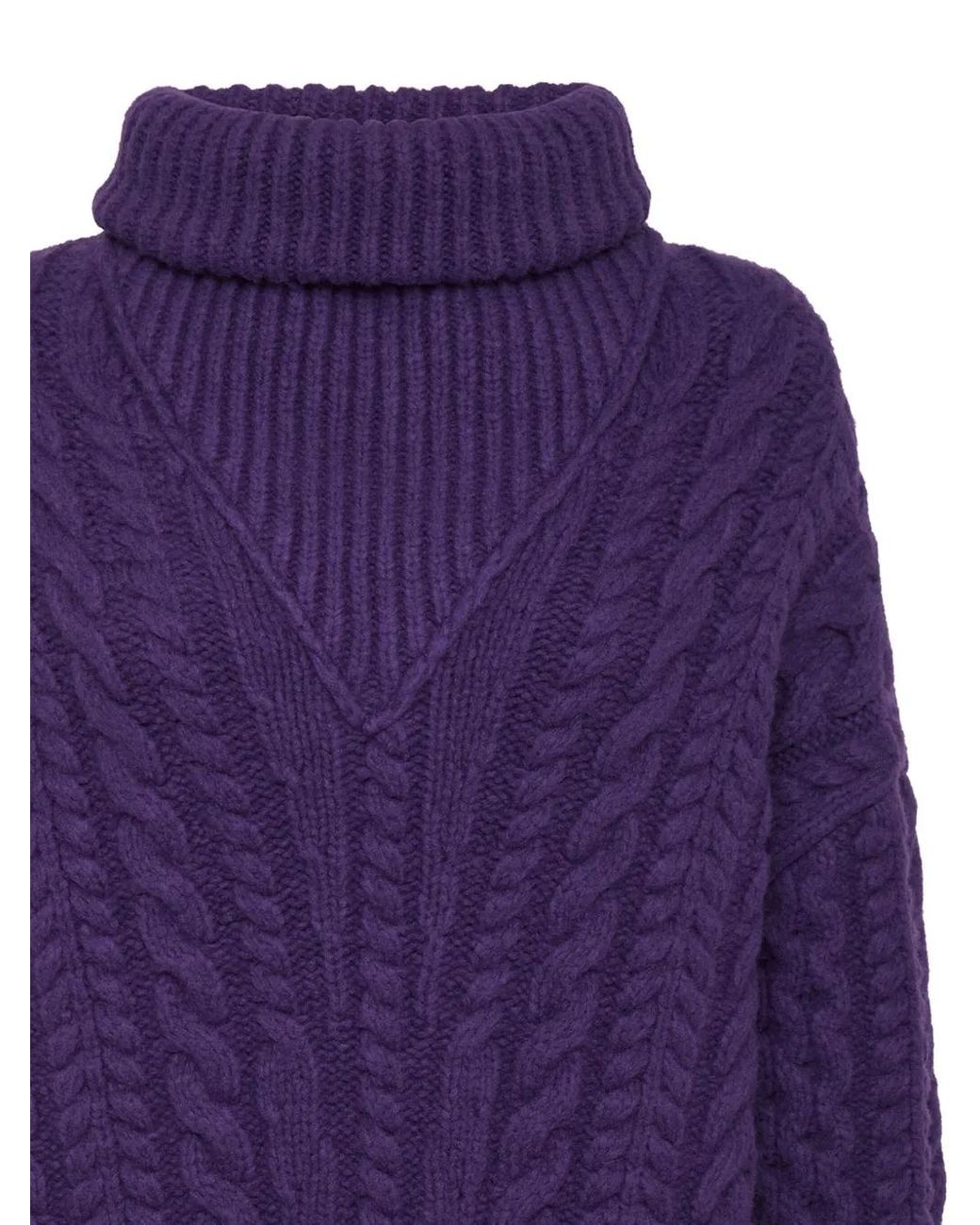 Philipp Plein Purple Skull&Bones Turtleneck Sweater