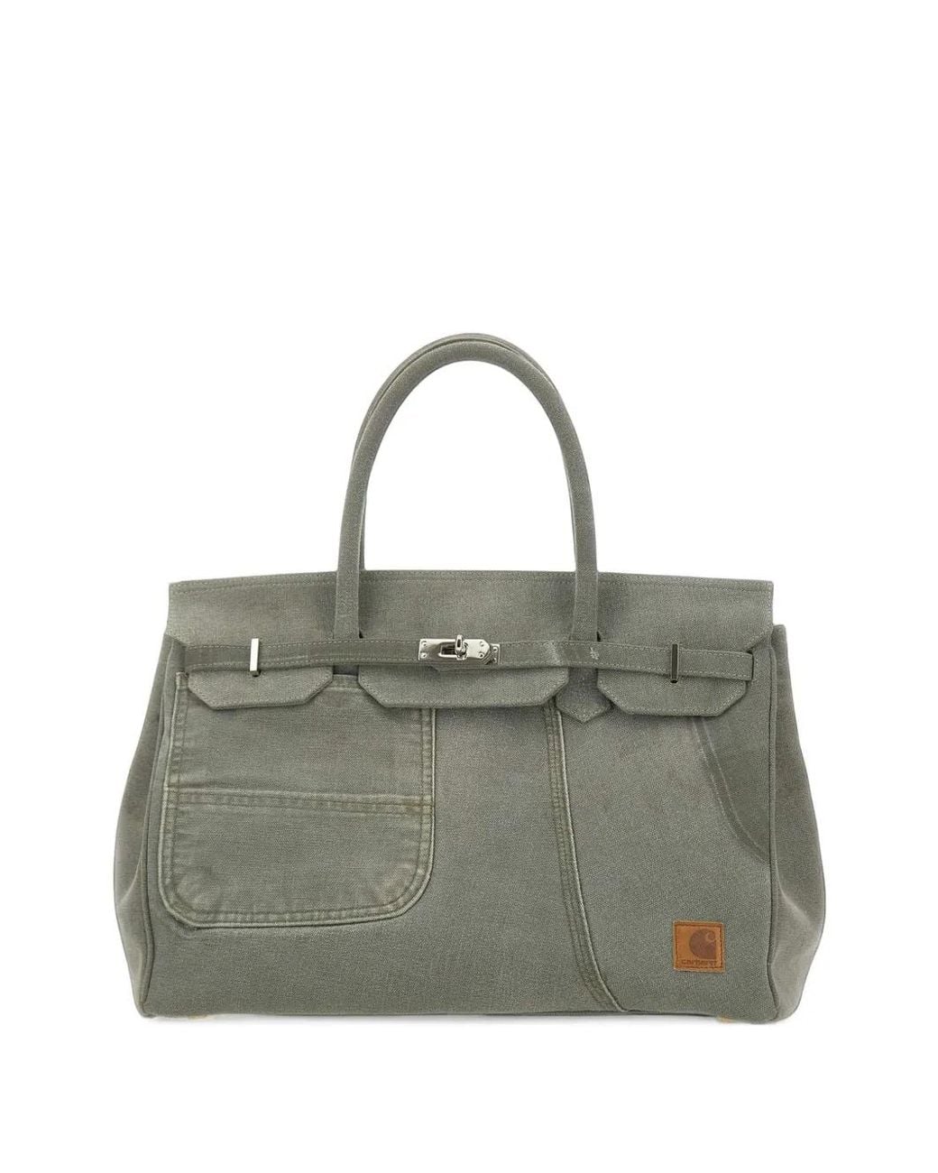 ANOTHER CHANCE Green Canvas Logo-Patch Tote Bag