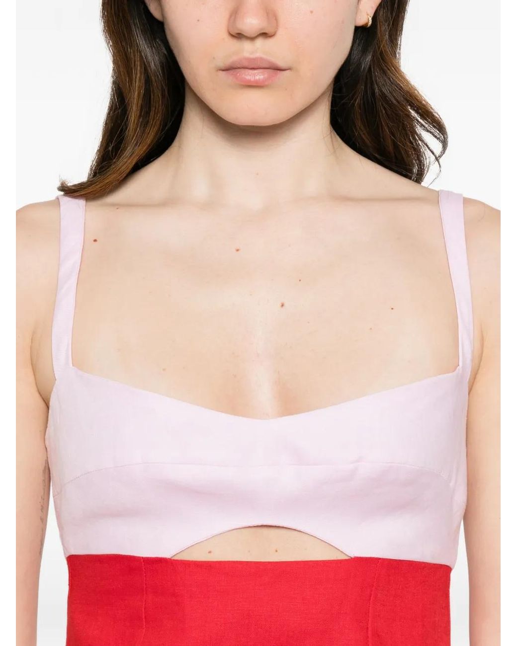 Cala De La Cruz Red Nara Cut-Out Midi Dress