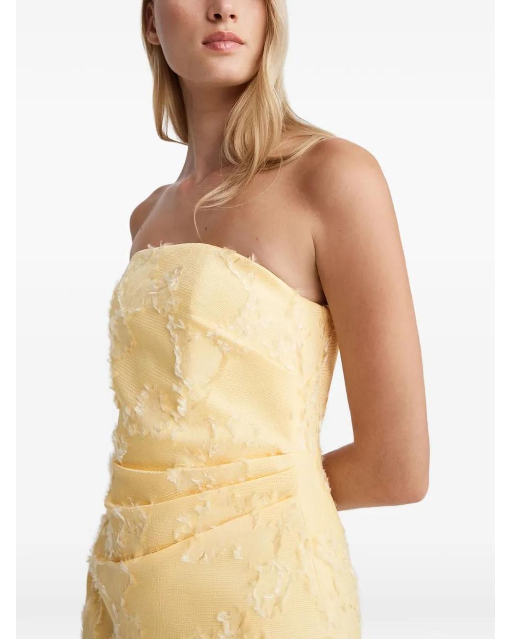 Anna Quan White Johanna Strapless Fringed Midi Dress