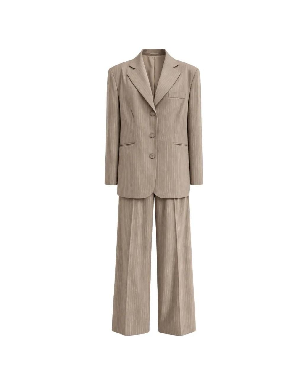 ROOM76 Natural Pinstripe-Pattern Pattern Suit