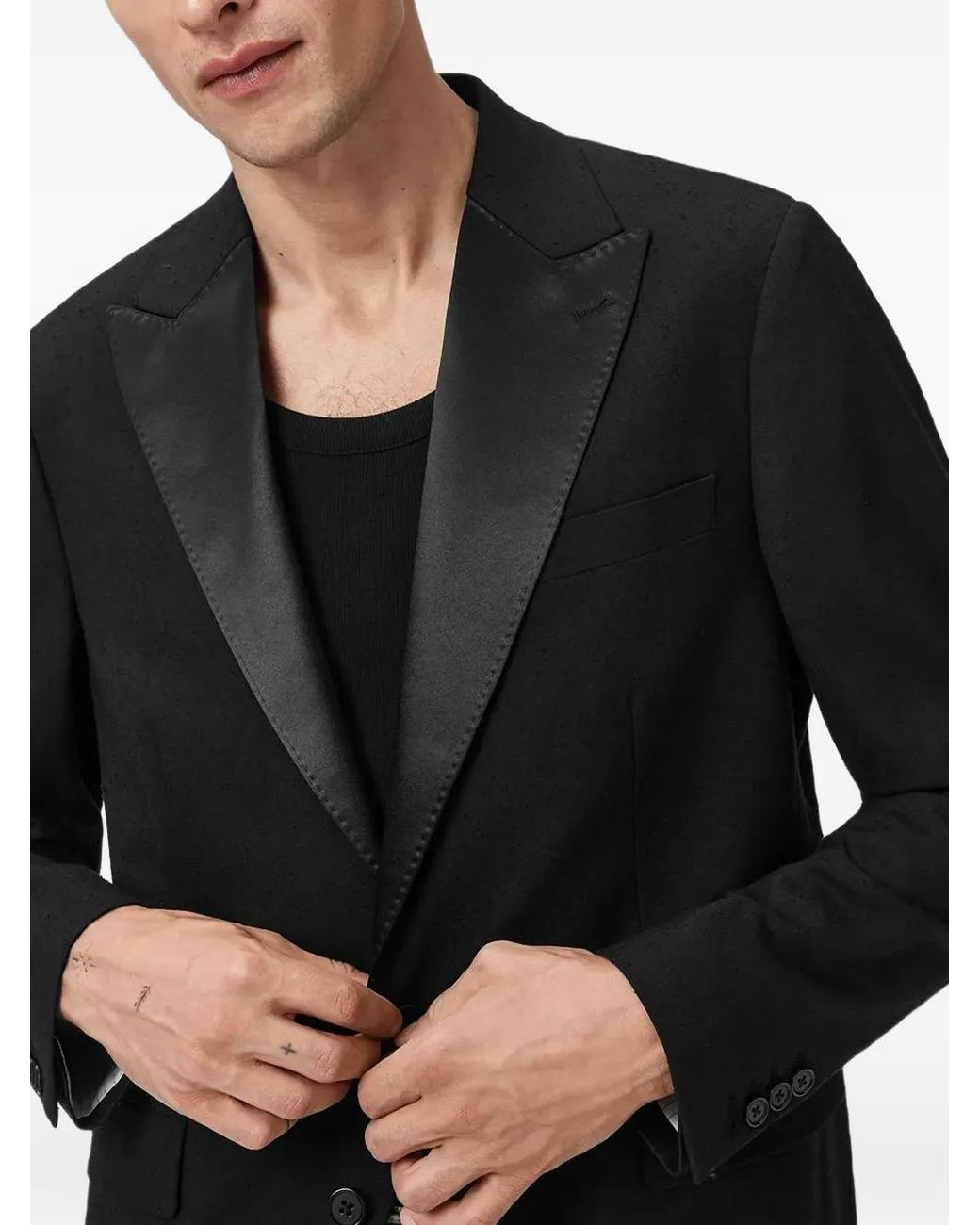 AllSaints Black Germain Single-Breasted Blazer for men