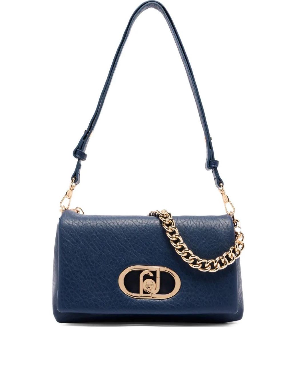 Liu Jo Blue Medium Lapuffy Logo-Plaque Chain-Strap Shoulder Bag