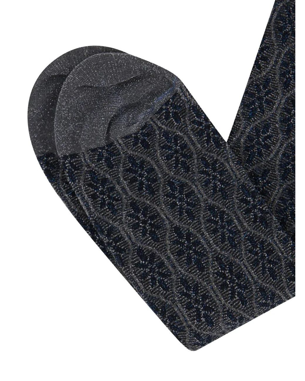 Gallo Black Patterned Metallic-Effect Socks
