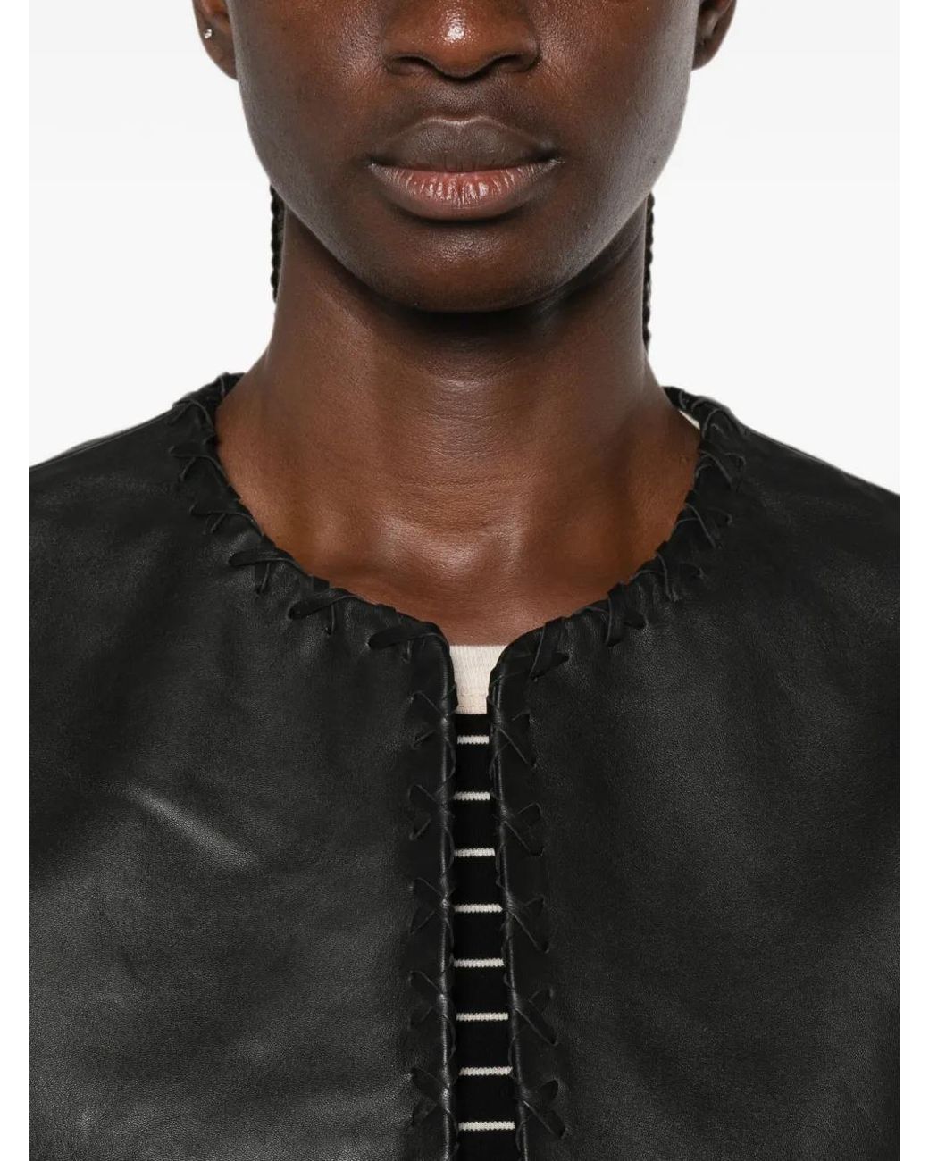 Rohe Black Whipstitch-Trim Collarless Jacket