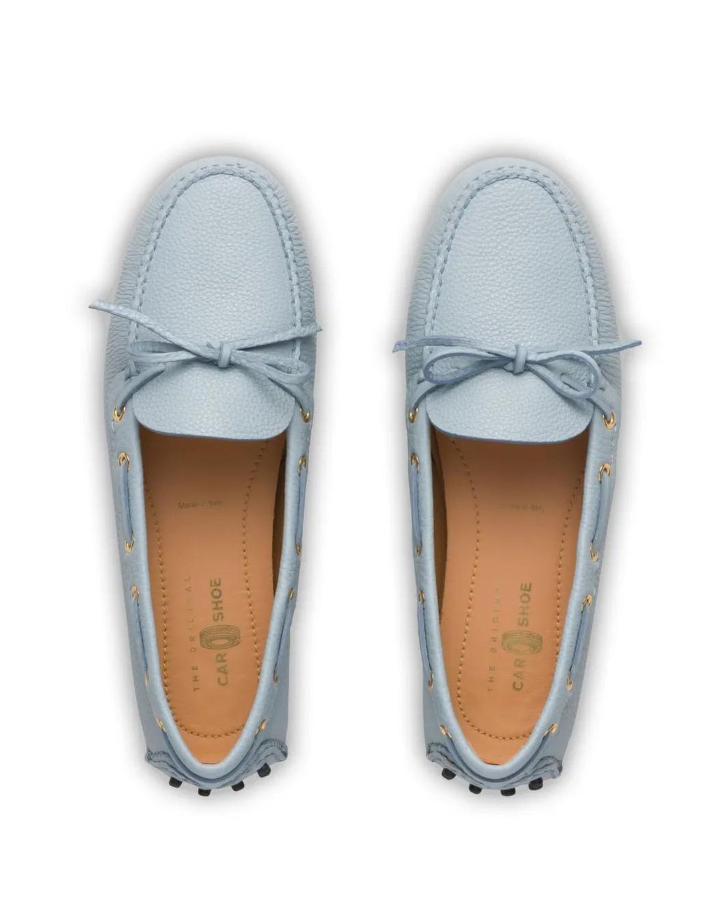 Car Shoe Blue Grained-Leather Driving Shoes