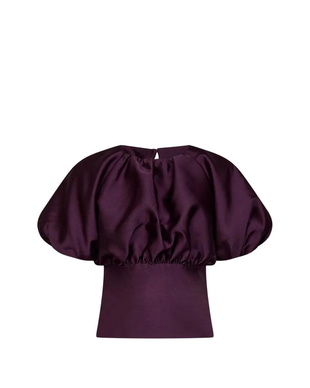 Self-Portrait Purple Puff-Sleeve Cut-Out Top