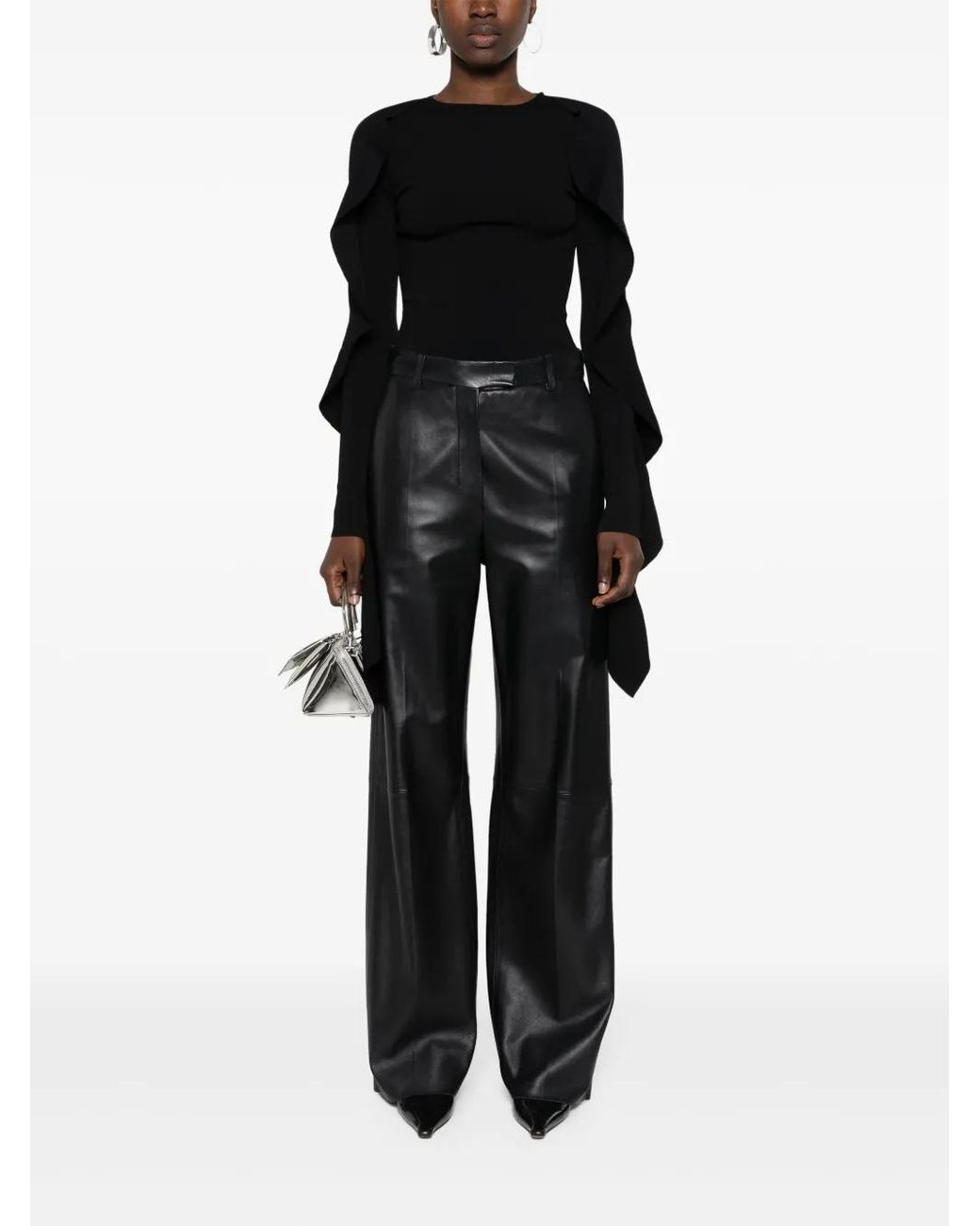 Mugler Black Extra-long Sleeves Top