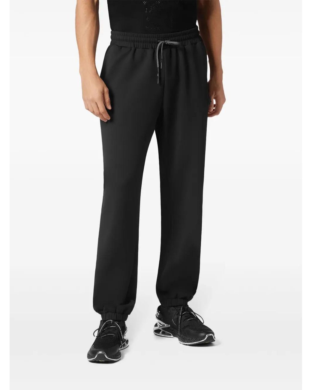 Philipp Plein Black Logo-Patch Track Pants for men