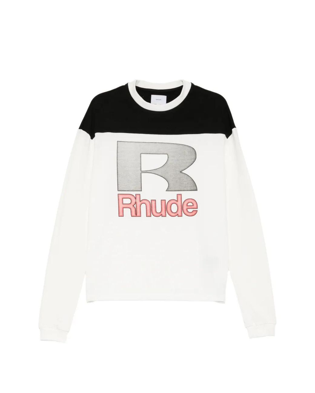 Rhude Black Logo-Print Panelled T-Shirt for men