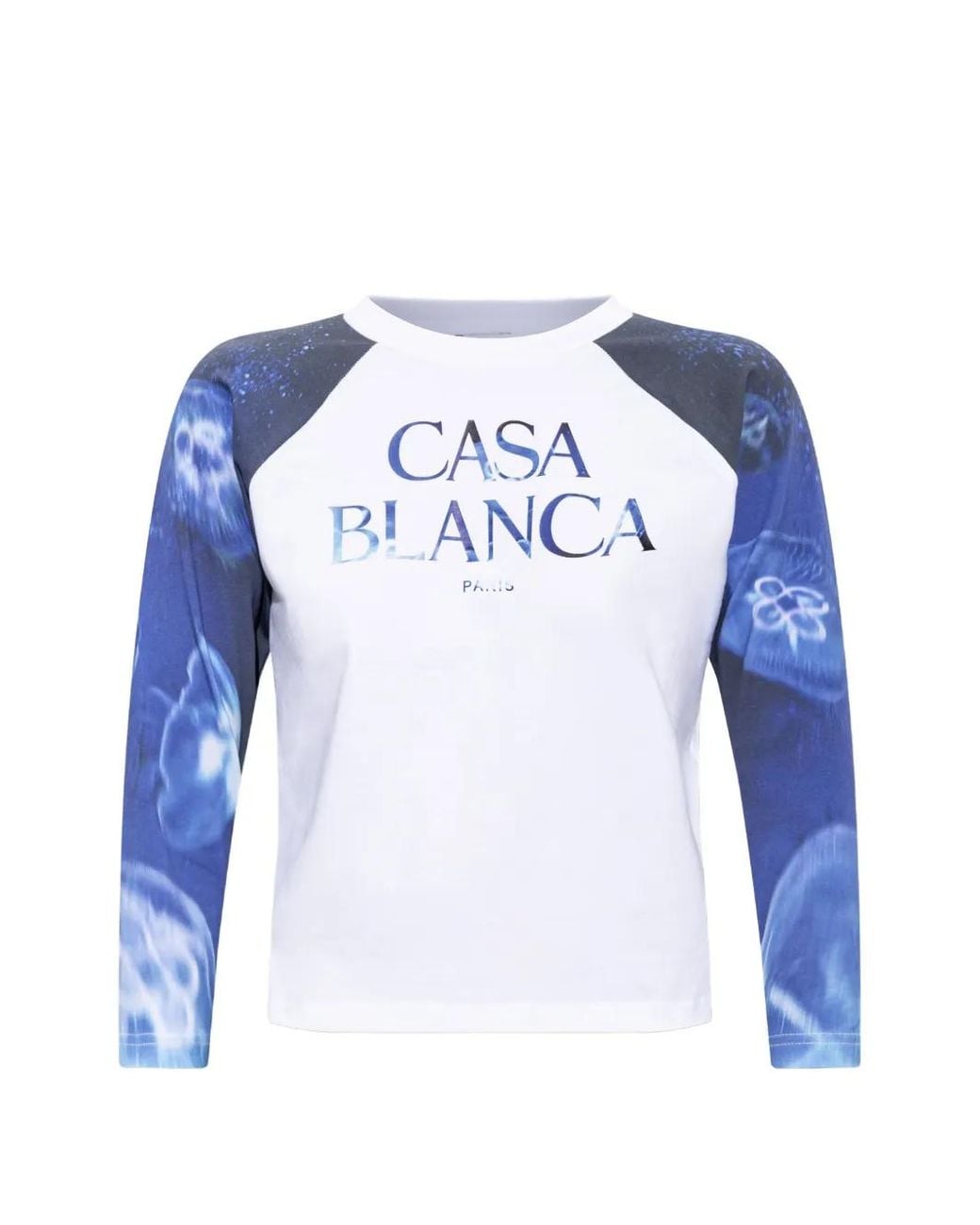 Casablanca Blue Logo-Print Long-Sleeve T-Shirt