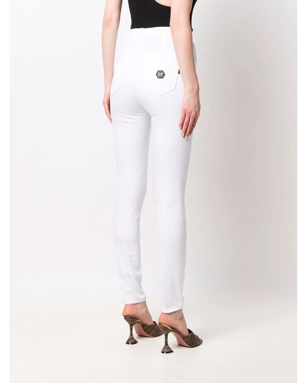 Philipp Plein White Super High-Wasit Jegging