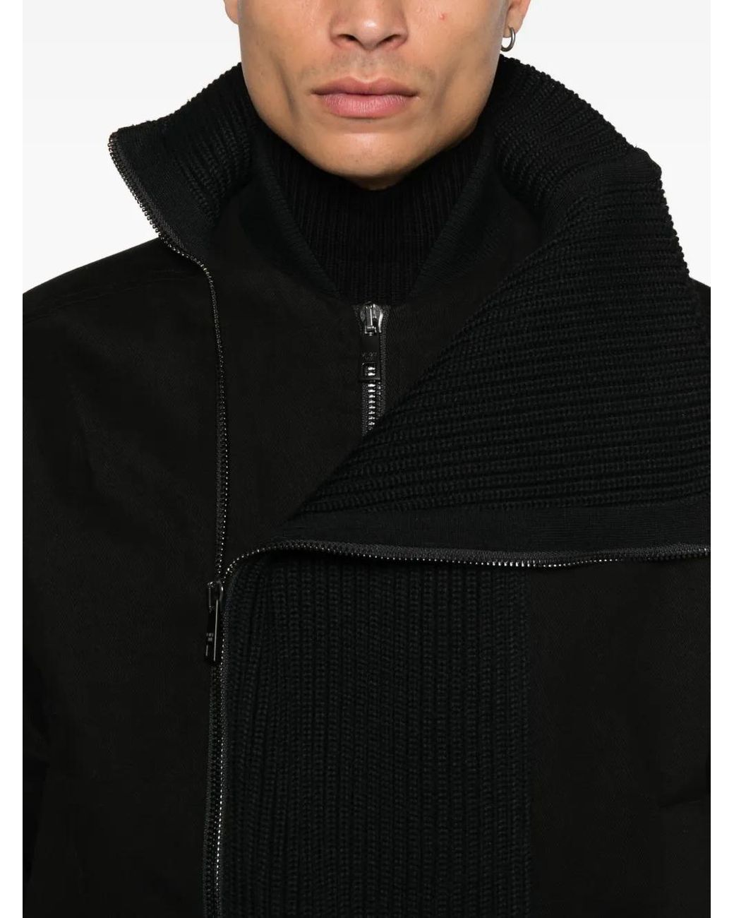 Patrizia Pepe Black Ribbed-Knit Jacket for men