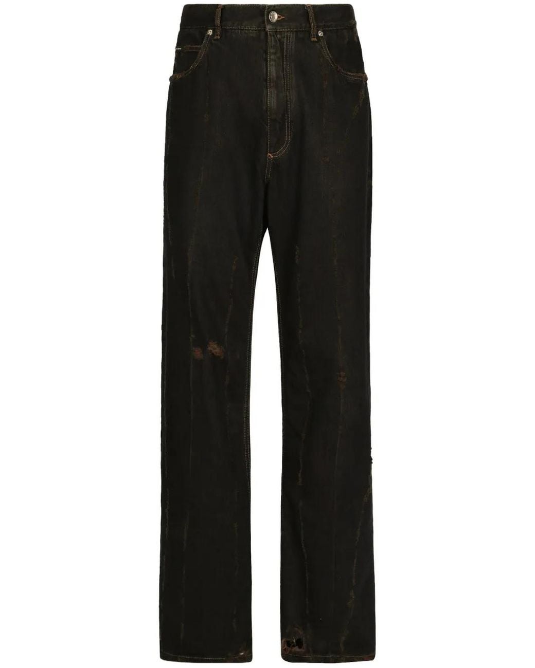 Dolce & Gabbana Black Straight-Leg Cotton Trousers for men