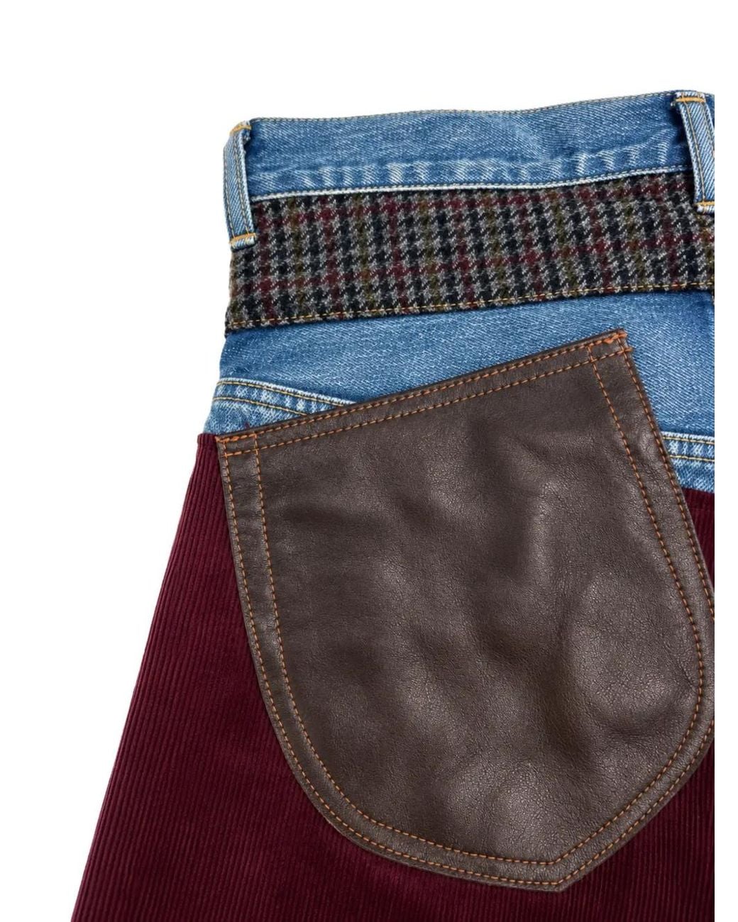 Junya Watanabe Blue Patchwork Whiskered Jeans for men