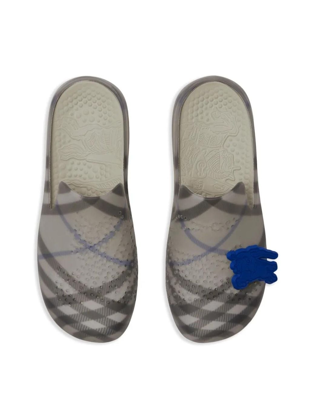 Burberry White Stingray Checked-Lining Slippers