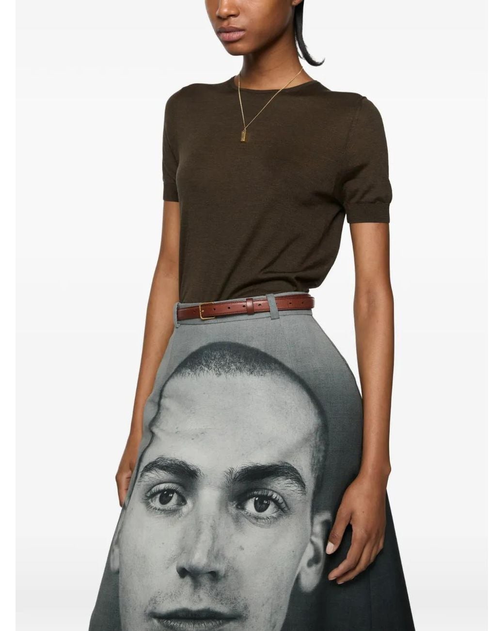 Acne Brown Silk Knit Top