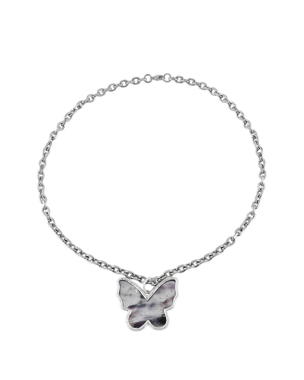 POISONED HEARTS Metallic Butterfly-Pendant Chain Necklace