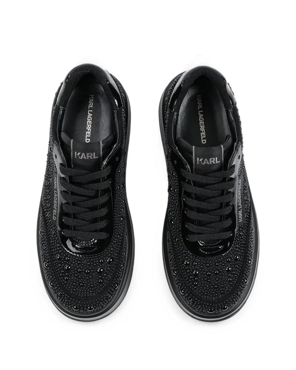 Karl Lagerfeld Black Bead-Embellished Platform Sneakers