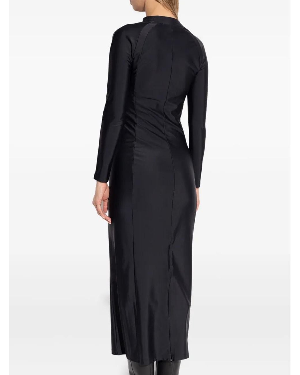 Alexander Wang Black Logo-Print Midi Dress