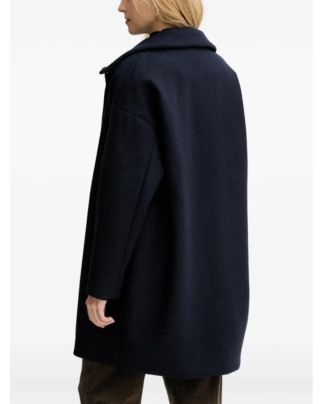 Sessun Blue Single-Breasted Oversized Coat