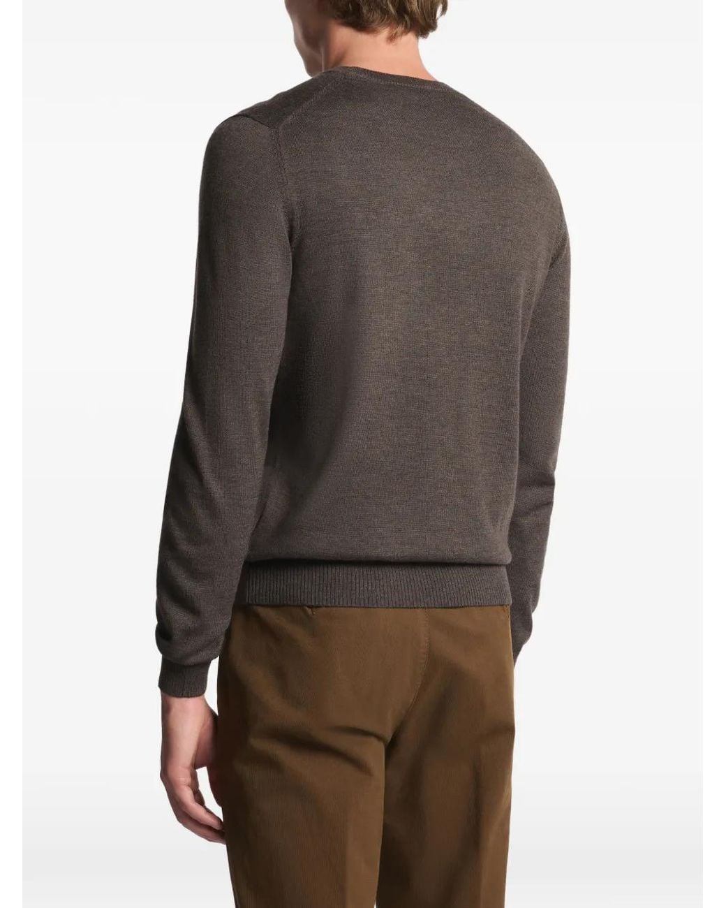 Fay Brown Crew-Neck Wool Sweater for men