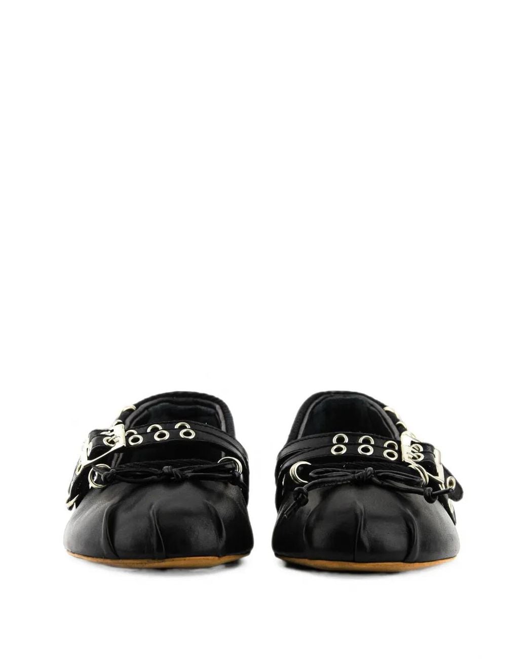 POSA Black Vita Ballerina Piercing Eyelet-Embellished Ballet Flats